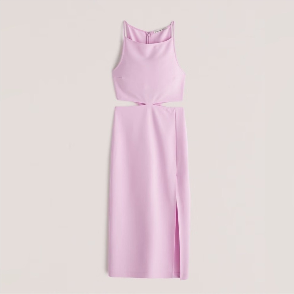 Abercrombie & Fitch Pink Midi Dress with Side Cut-Outs Size Small Tall